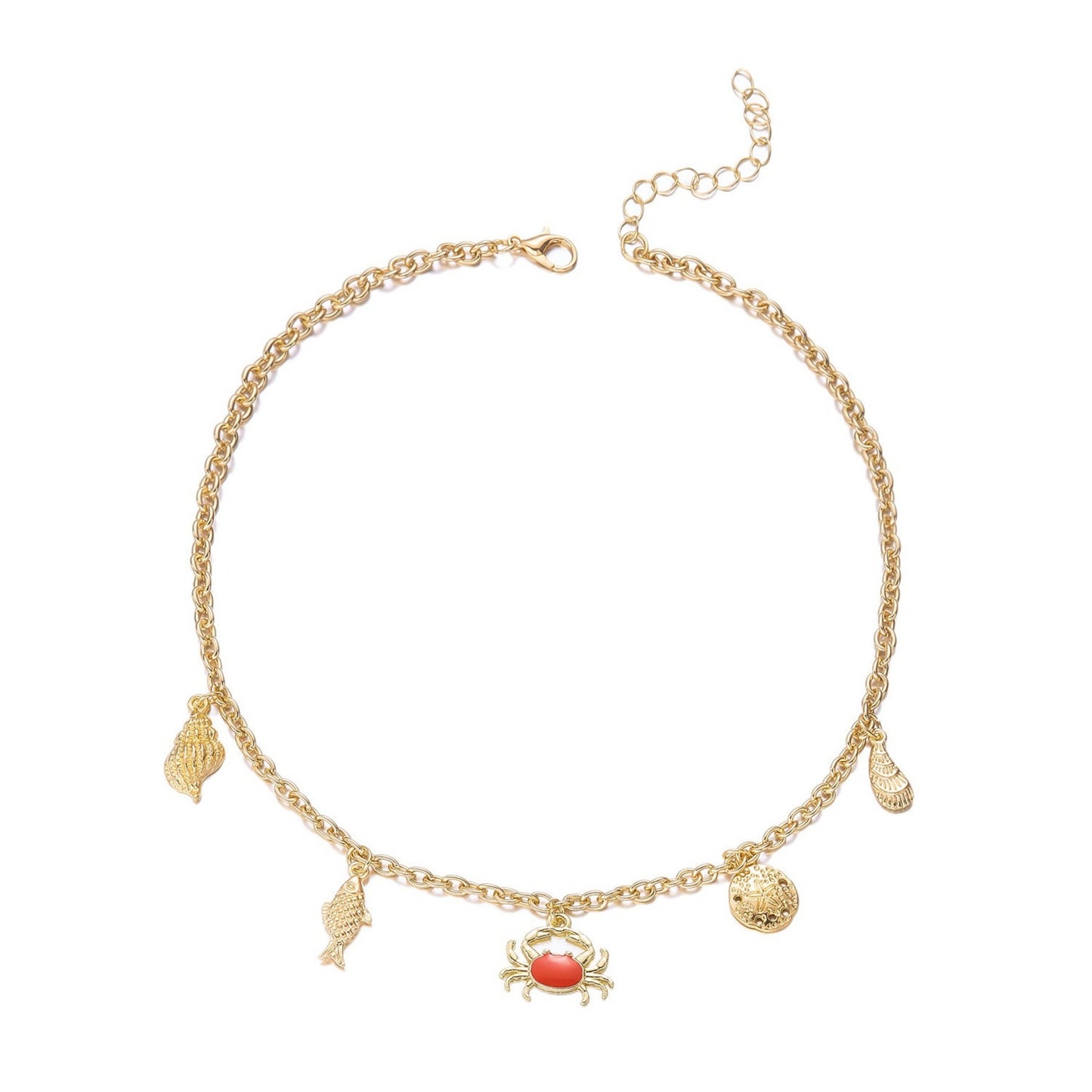 Casual Alloy Plated Starfish and Shell Pendant Necklace for Women