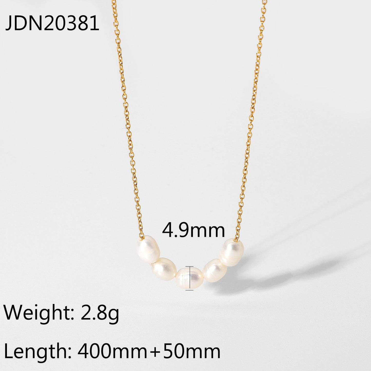Collana Geometrica Minimalista da Donna in Acciaio Inossidabile con Placcatura in Oro 18K e Ciondolo a Perla Naturale d'Acqua Dolce