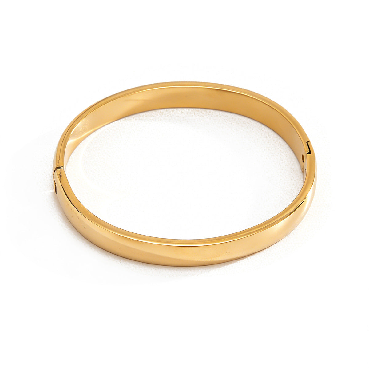 Minimalist PVD 18K Gold Plated Round Stainless Steel Spring Bangle Bracelet