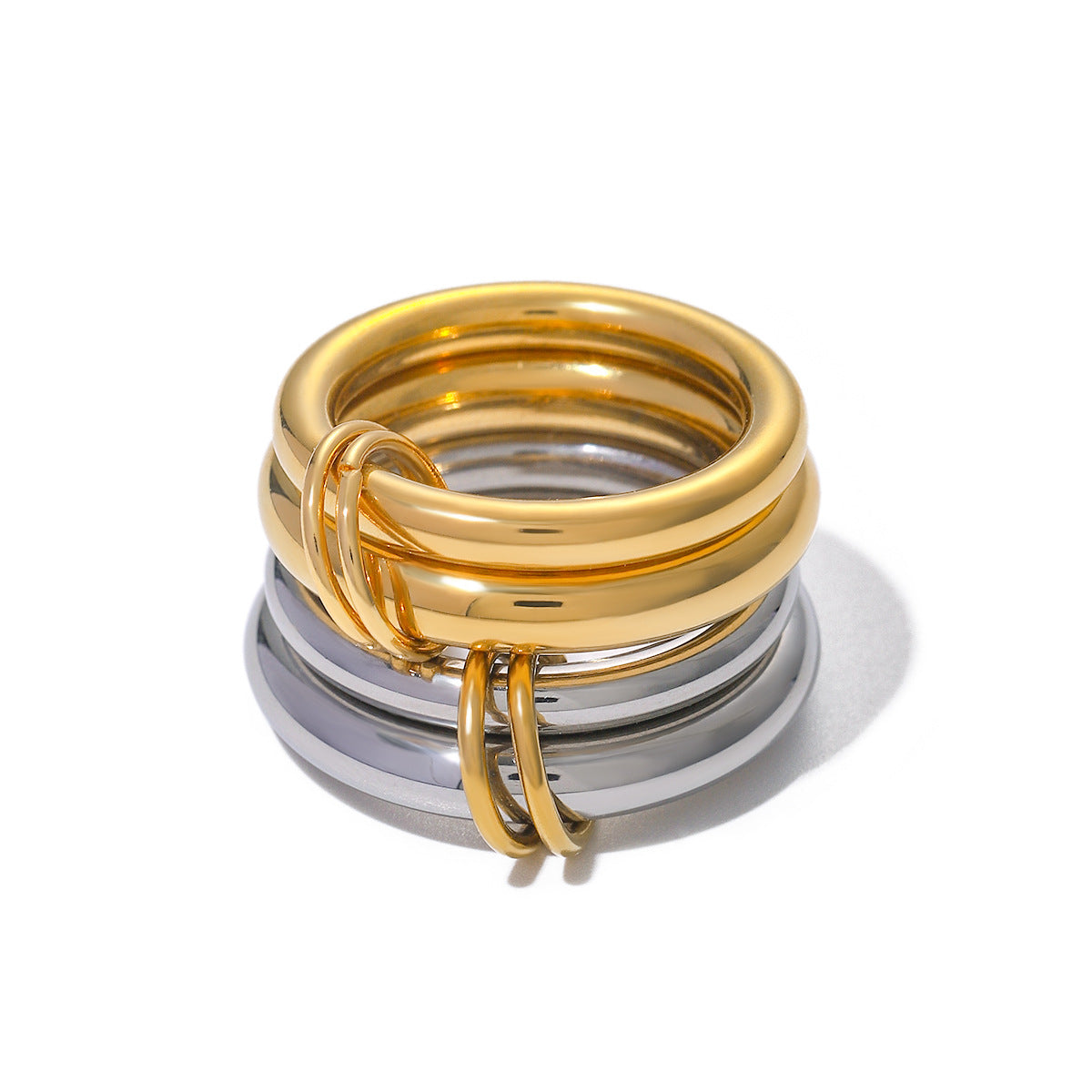 Minimalist 18K Gold Plated Round Stainless Steel Ring Set
