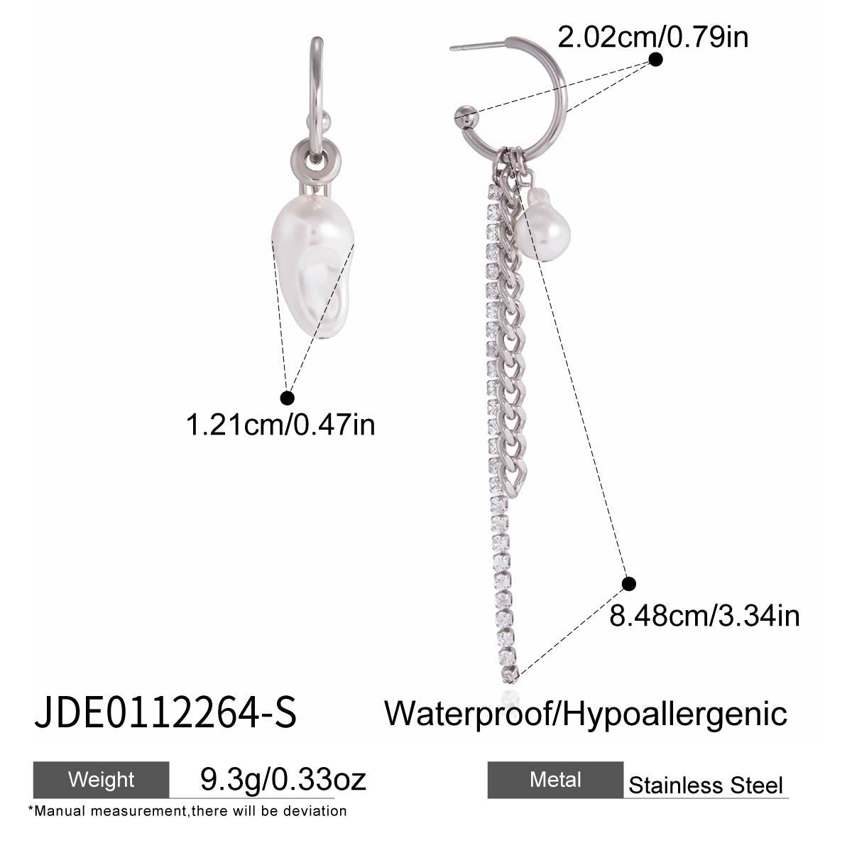 Elegant Geometric Stainless Steel Plated Earrings with Imitation Pearl Tassel for Women