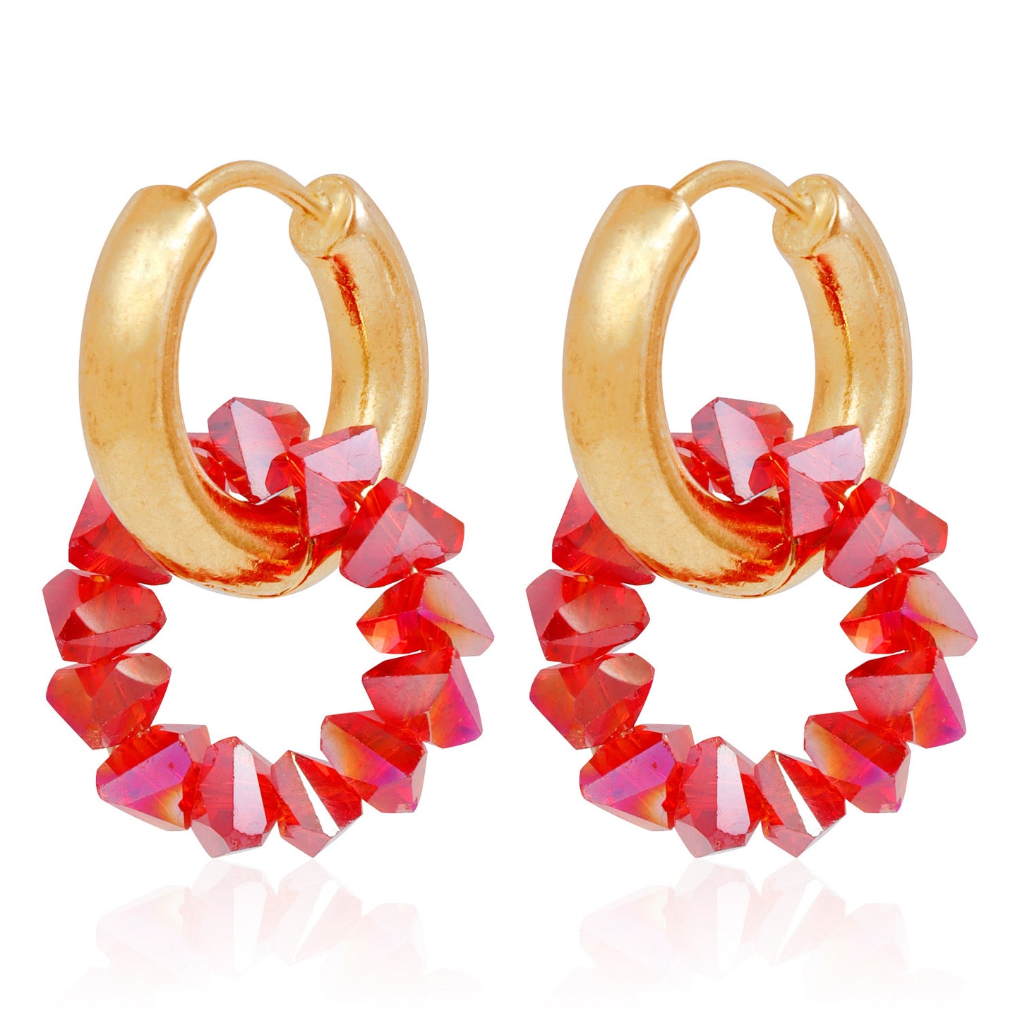 Pendientes de doble aro geométricos en metal chapado para mujer con postes de acero inoxidable