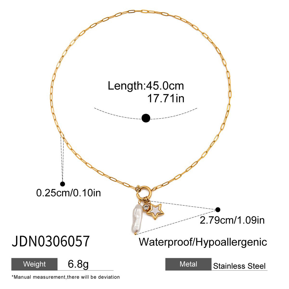 Collana con Pendente Geometrico Minimalista in Acciaio al Titanio con Accento di Perla d'Acqua Dolce, Catena in Acciaio Inossidabile Galvanizzato, Gioielli Eleganti da Donna