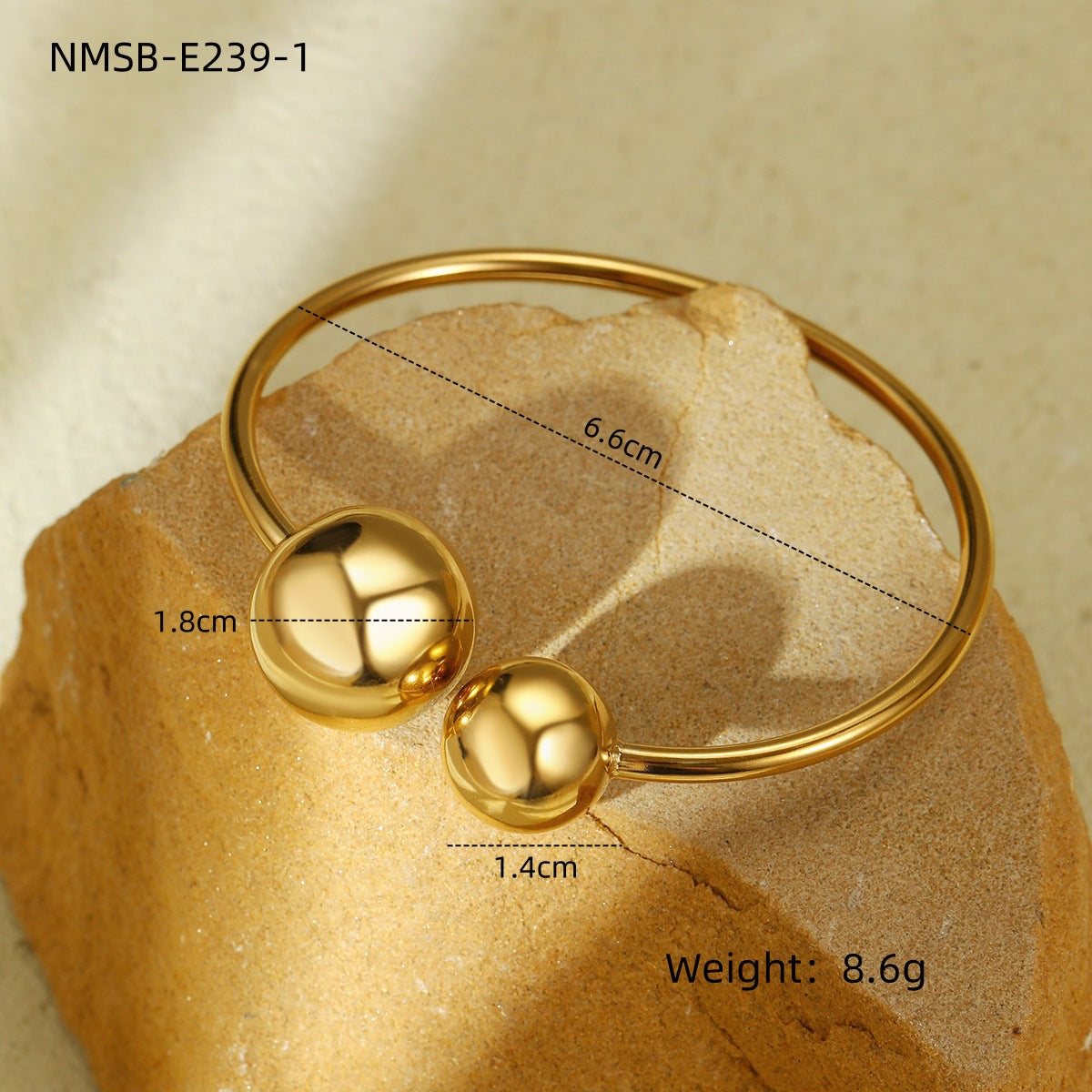 Fashion Minimalist Irregular Round Titanium Steel Bracelet Set with Electroplated Finish for Women