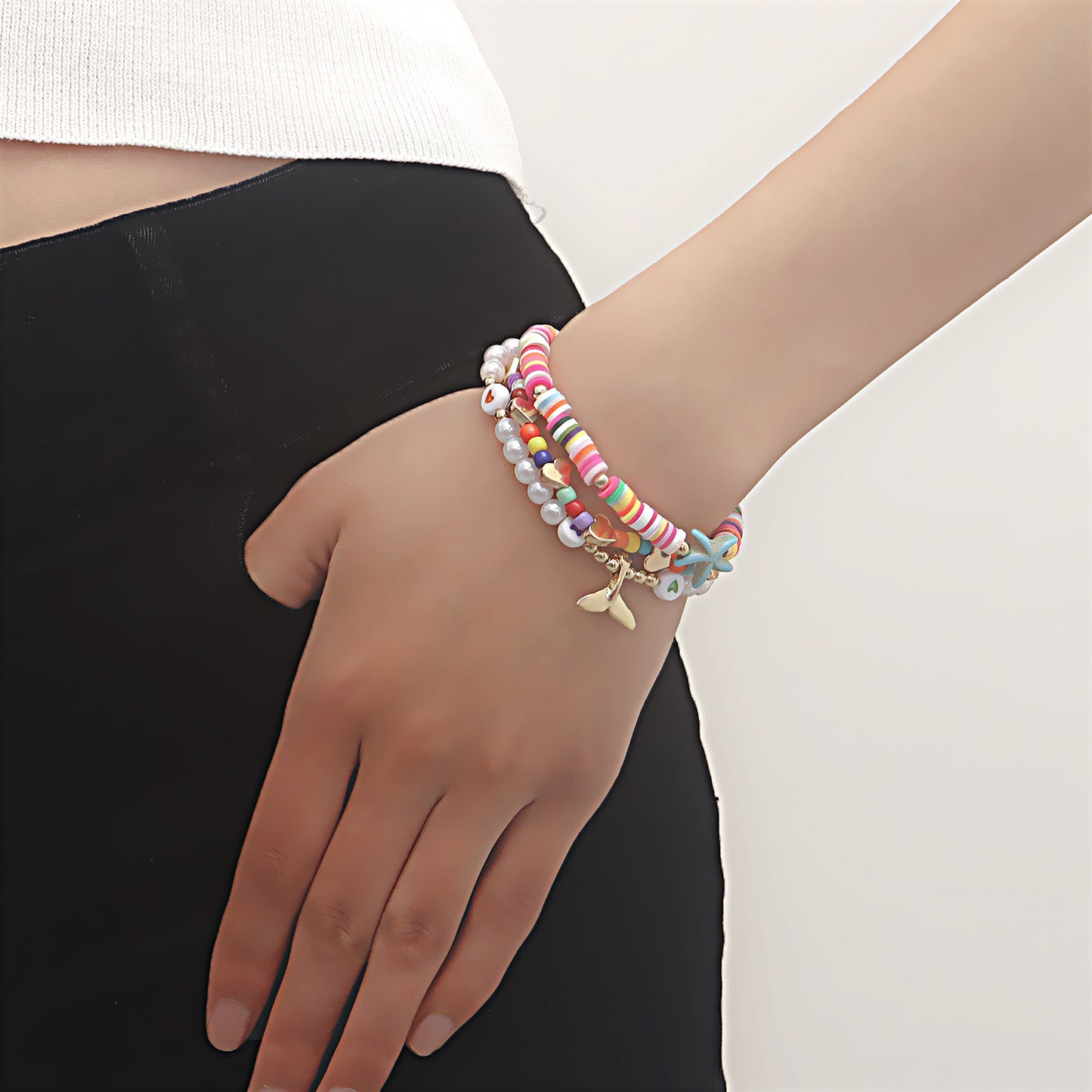 Bohemian Starfish Bracelet for Women in Alloy with Plated Finish Geometric Design Beach Mermaid Tail Theme