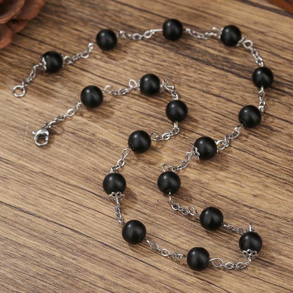 Vintage Hip-hop Geometric Round Alloy Necklace with Cable Chain for Women