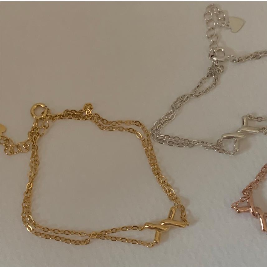Pulsera de alambre trenzado geométrico minimalista de plata de ley 925 hecha a mano para mujer