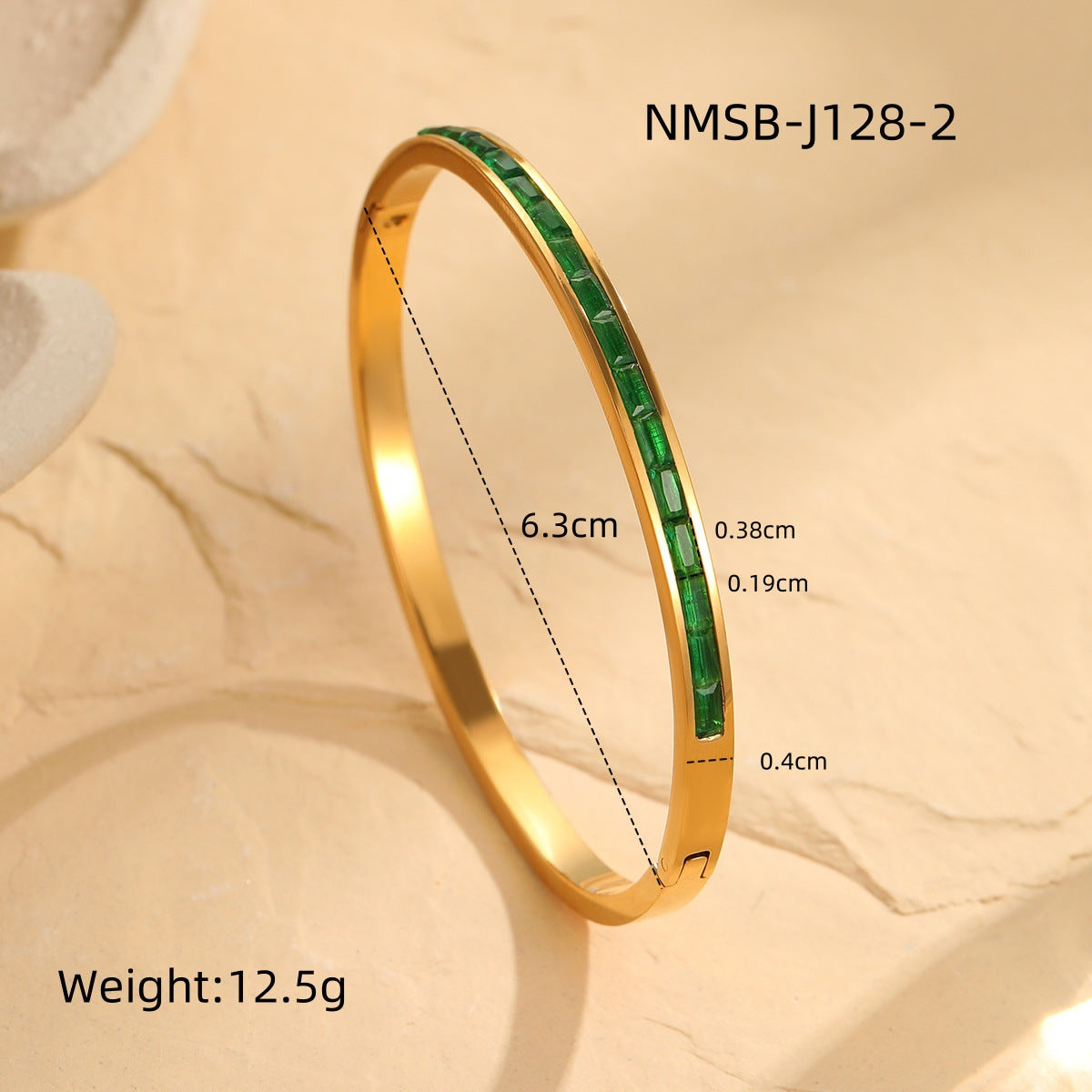 Elegante Pulsera Geométrica de Acero Inoxidable con Incrustaciones de Zirconia de Colores y Acabado Bañado para Mujer