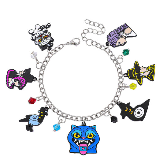 Bracciale fai da te in lega con ciondoli a forma di cartone animato a goccia d'olio