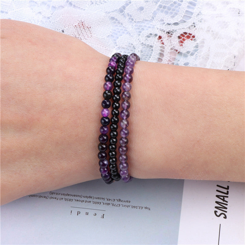 Vintage Minimalist Geometric Agate Beaded Bracelet Unisex Elastic Stretch Handmade Jewelry Set