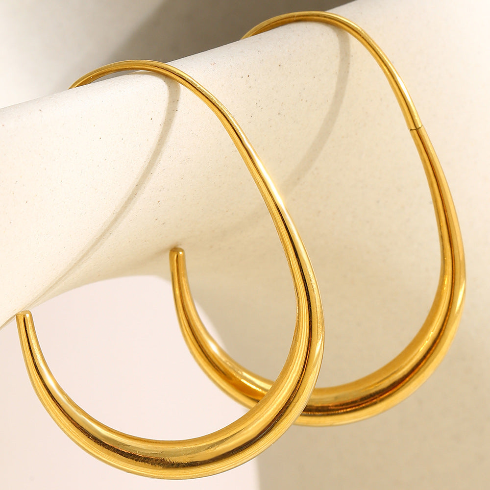 Aretes de mujer chapados en oro de acero inoxidable con diseño geométrico minimalista