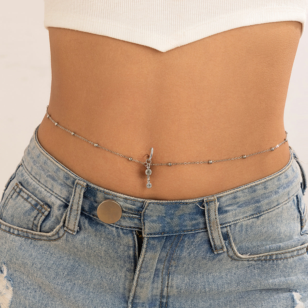 Butterfly-Shaped Rhinestone Belly Chain for Women with Alloy Pendant and Minimalist Chain Design