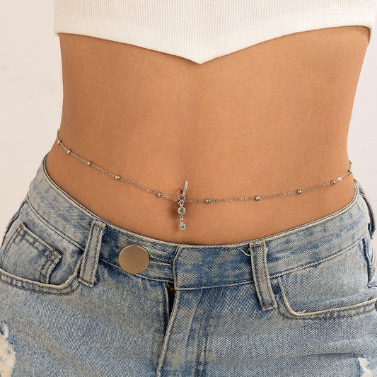 Butterfly-Shaped Rhinestone Belly Chain for Women with Alloy Pendant and Minimalist Chain Design