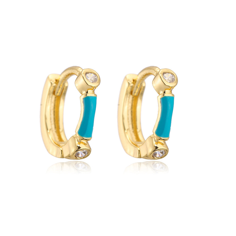 Orecchini Minimalisti Geometrici in Rame con Placcatura in Oro 18K e Finitura a Smalto da Donna