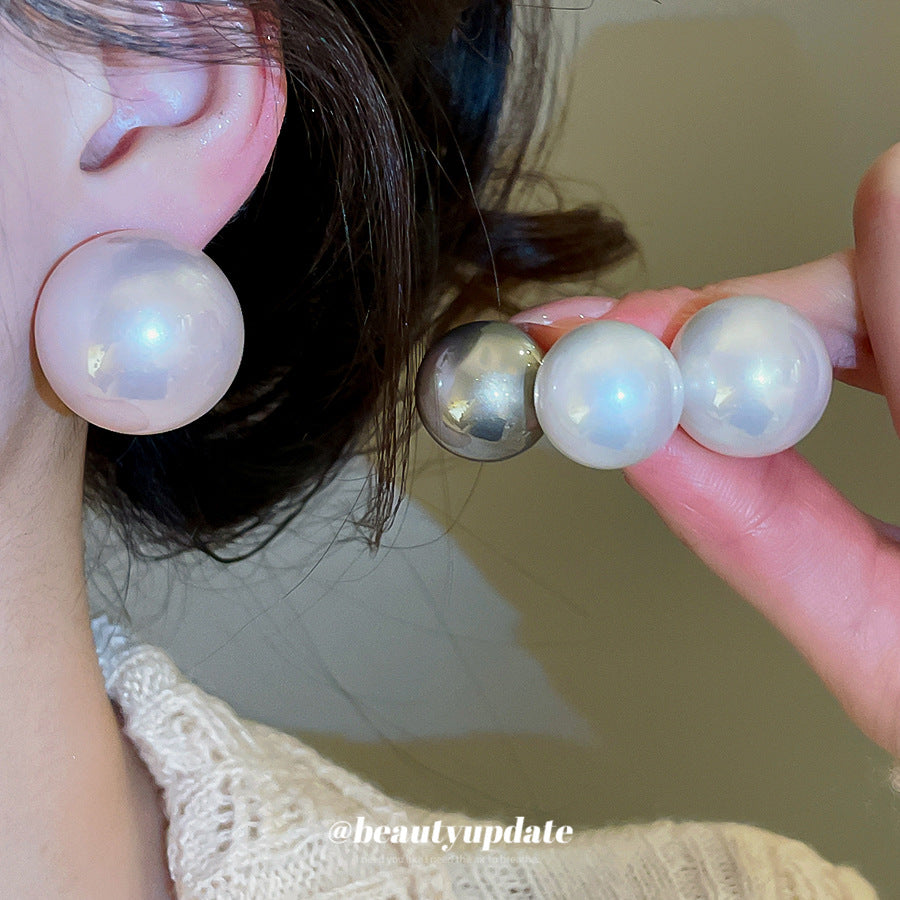 Orecchini a perno con perla geometrica minimalisti placcati argento da donna — Gioielli eleganti di lusso pronti per l'ufficio con perni in acciaio inossidabile