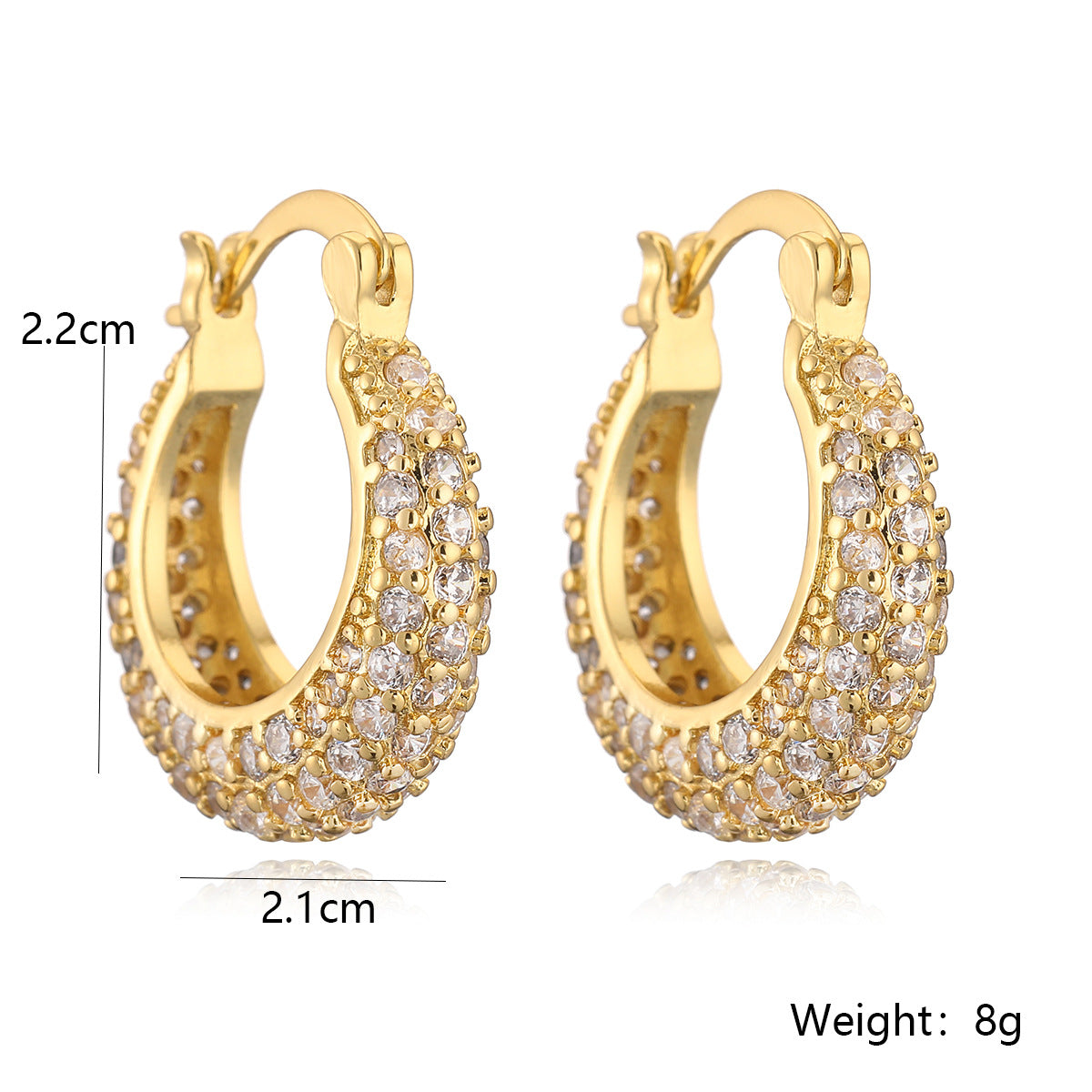 Minimalist Geometric Copper Earrings with Gold Plating and Zirconia Accents for Women