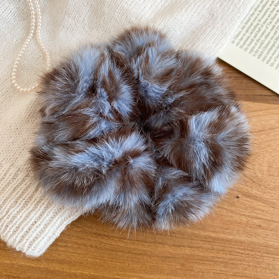 Coletero Elegante de Peluche Suave a Rayas para Cola de Caballo con Diseño Minimalista y Patrón Geométrico para Mujer