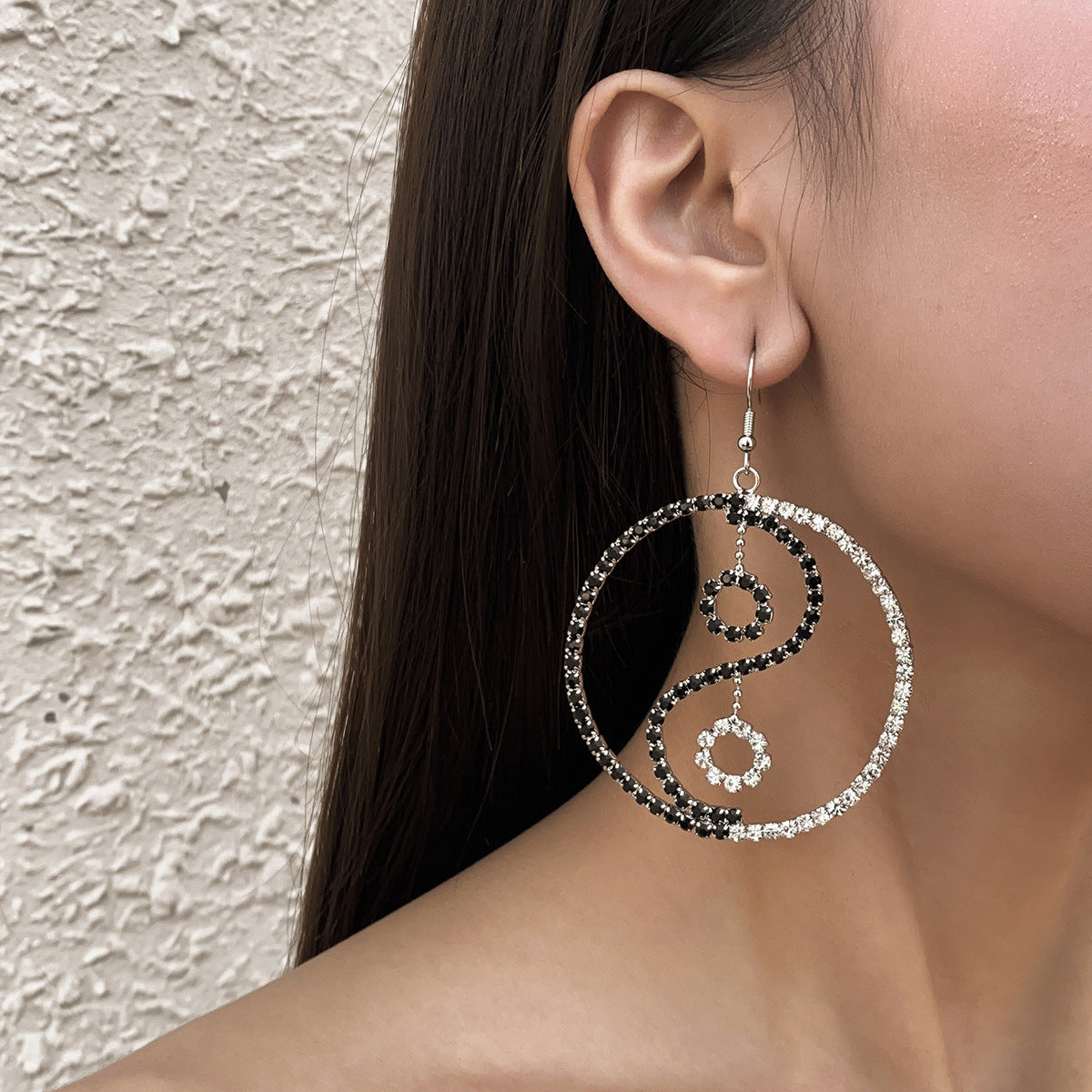 Vintage Ethnic Geometric Rhinestone Brass Earrings