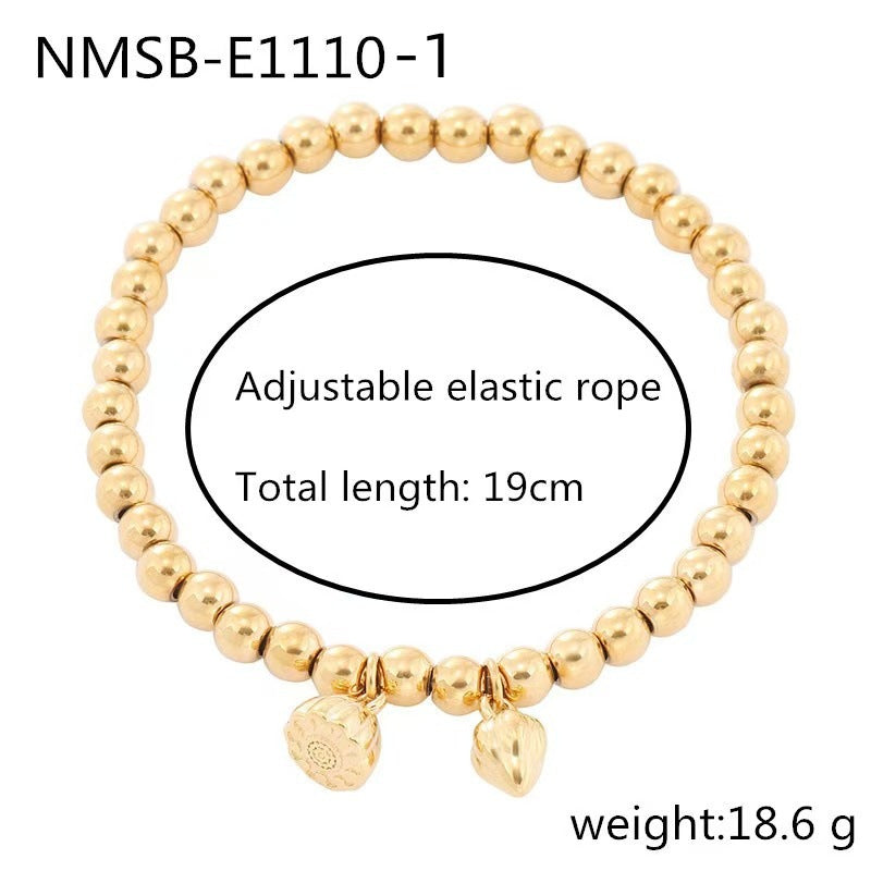 Fashionable OL Style Lotus Pod Shaped Titanium Steel Bracelet for Women with 18K Gold Vacuum Plating and Stainless Steel Beads