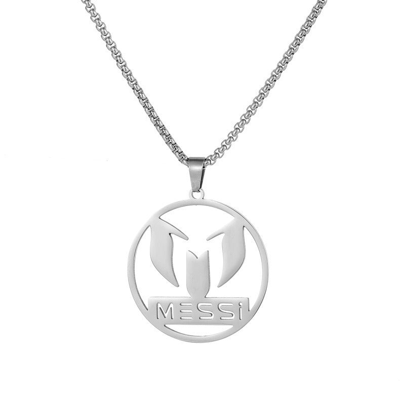 Hip-hop Streetwear Polished Titanium Steel Round Geometric Pendant Necklace for Men