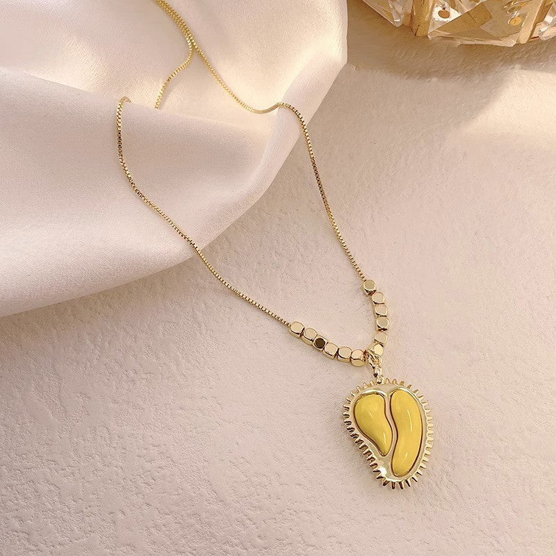 Minimalist Durian Pendant Necklace for Women Titanium Steel Plated Delicate Clavicle Chain with Irregular Shape Design