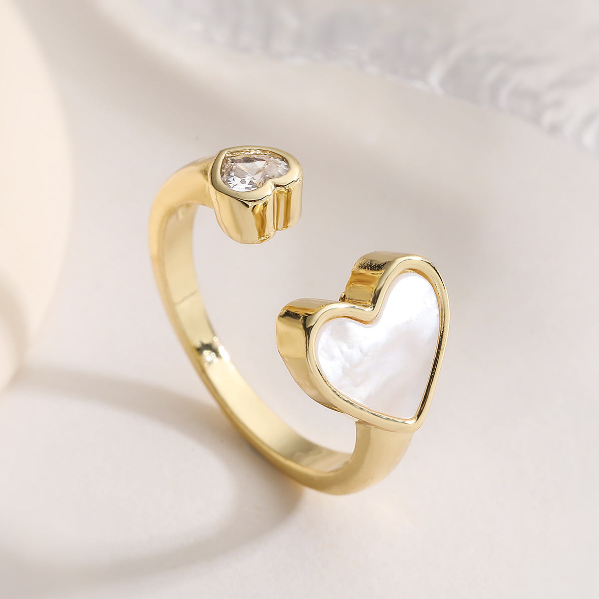 Minimalist Vintage 18K Gold Plated Brass Geometric Heart Open Ring