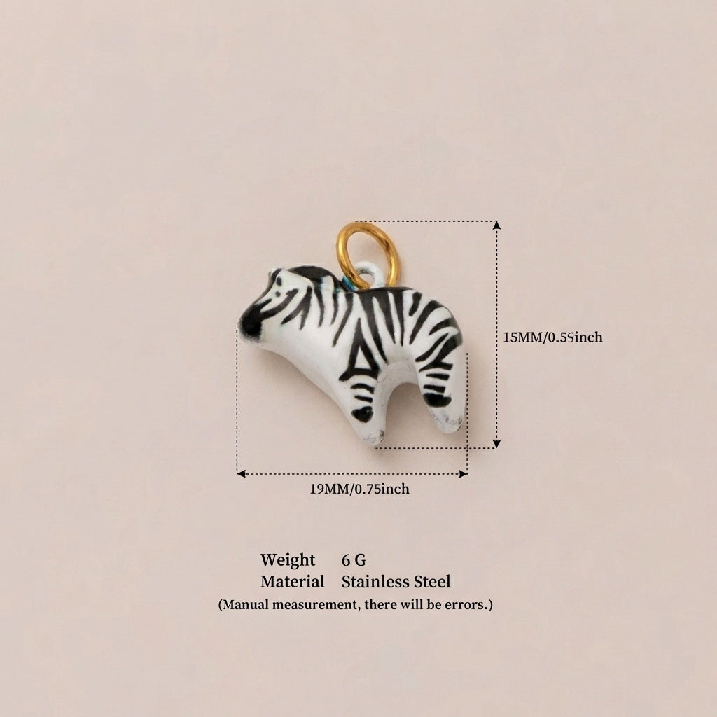 Vintage 18K Gold PVD Stainless Steel Animal Charm Bar