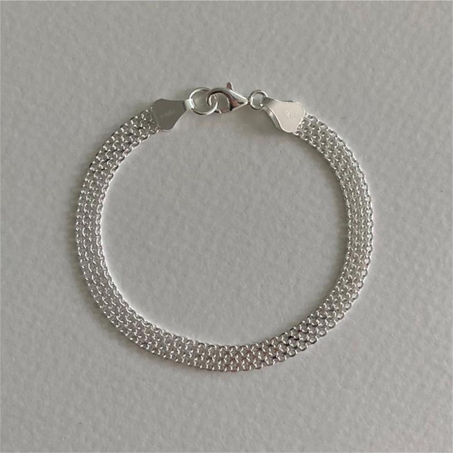 Bracciale Minimalista in Argento Sterling 925 a Rete Intrecciata Geometrica