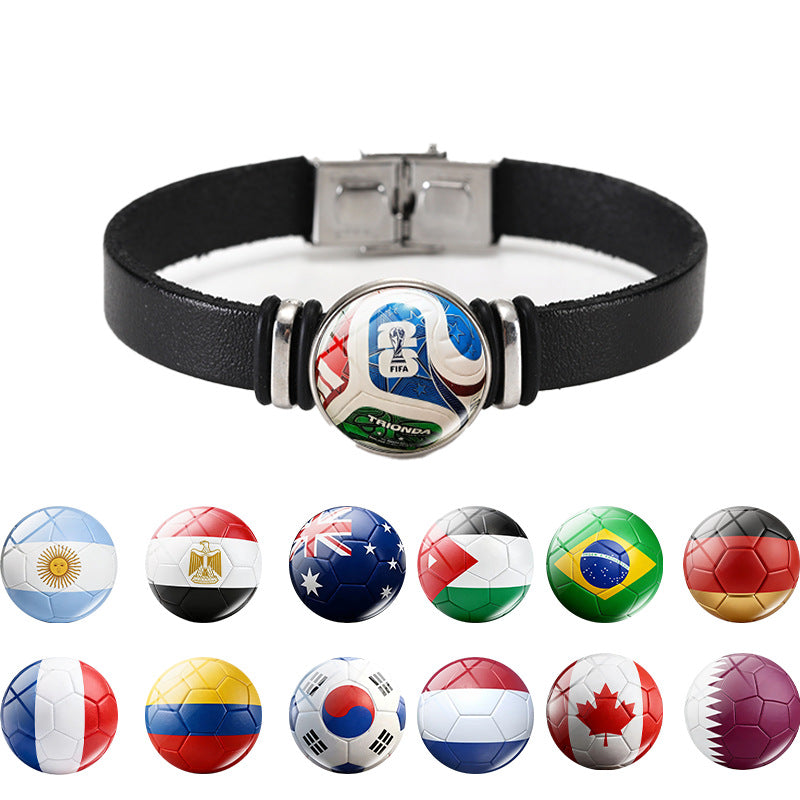 Unisex Geometric Round Leather Bracelet with Snap Button
