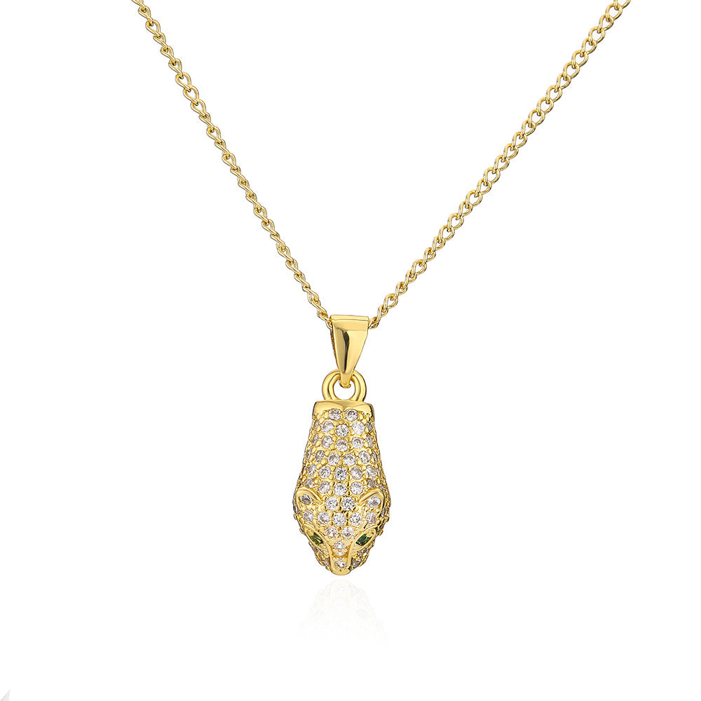 Punk Style Animal Pendant Necklace for Women with Copper Base and 18K Gold Plating, Geometric Design Locket Chain
