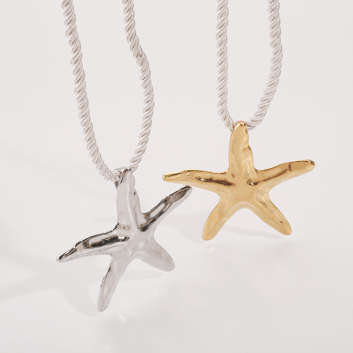 Collar con colgante de estrella de mar y concha personalizado para mujer con colgante de aleación de forma geométrica, acabado galvanizado, estilo playero, joyería minimalista
