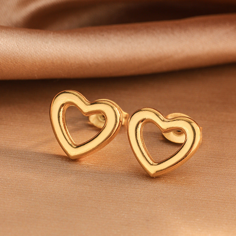Elegante Conjunto de Joyas de Acero Inoxidable Chapado en Oro con Corazón y Lágrima para Mujer