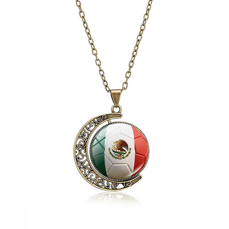 Collana Pendente Luna Placcata in Lega Casual con Ciondolo Rotante Geometrico in Cristallo, Catena a Cavo Unisex