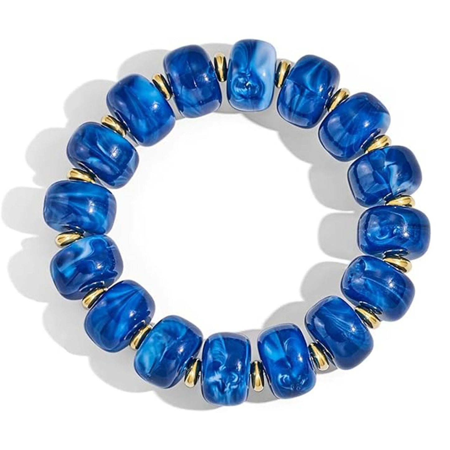 Bohemian Minimalist Geometric Round Resin Acrylic Beaded Bracelet for Women