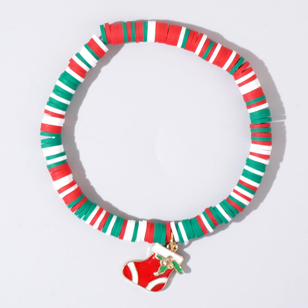 Sweet Handmade Resin Letter Geometric Beaded Bracelet Set Christmas Gift