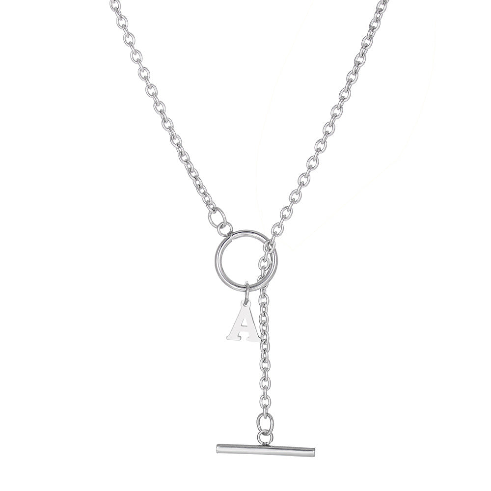 Hip-hop Streetwear Geometric Letter Titanium Steel Pendant Necklace with OT Clasp for Unisex