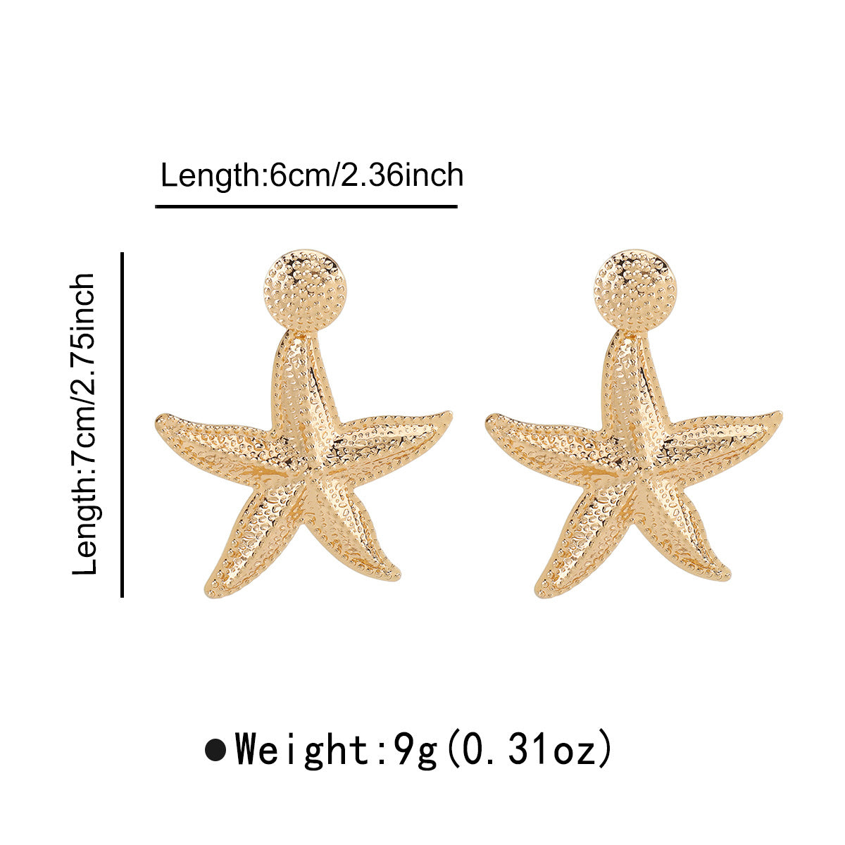 Orecchini alla moda a forma di stella e conchiglia in lega per donna con finitura placcata Design ispirato all'oceano