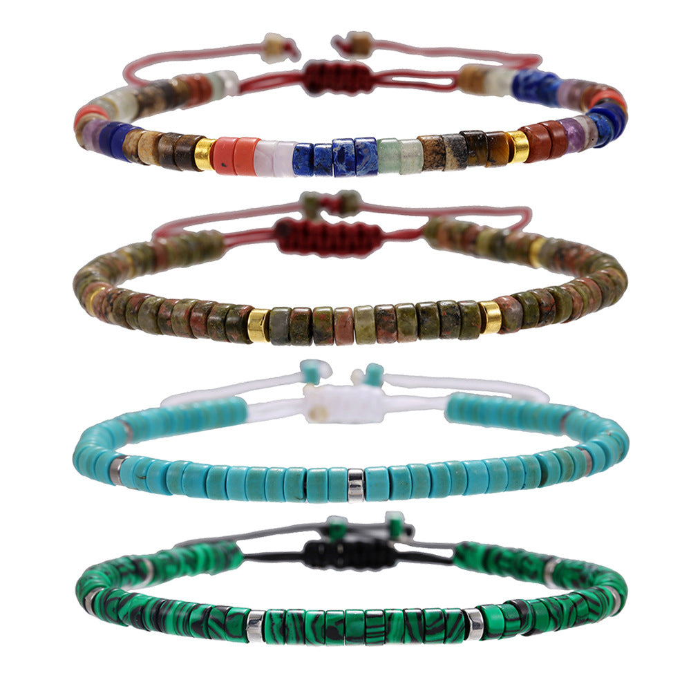 Bohemian Handmade Beaded Turquoise and Agate Bracelet for Unisex