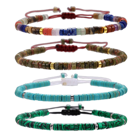 Bohemian Handmade Beaded Turquoise and Agate Bracelet for Unisex