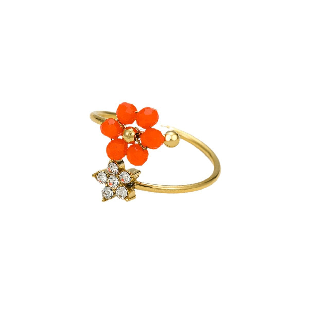 Anillo de Acero Inoxidable con Elegante Diseño Floral e Incrustaciones de Circonita, Estilo Minimalista de Lujo para Mujer