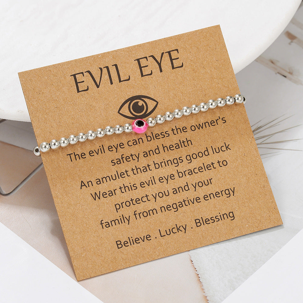 Handmade Round Acrylic Evil Eye Beaded Bracelet Unisex Friendship Jewelry