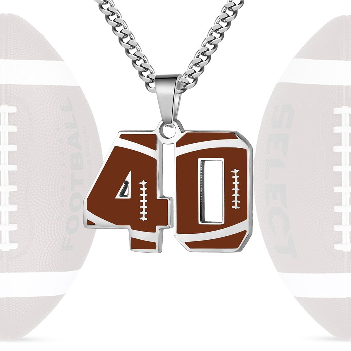 Motivational Football Number Pendant Necklace for Men in Stainless Steel with Polished Finish and Letter/Number Design