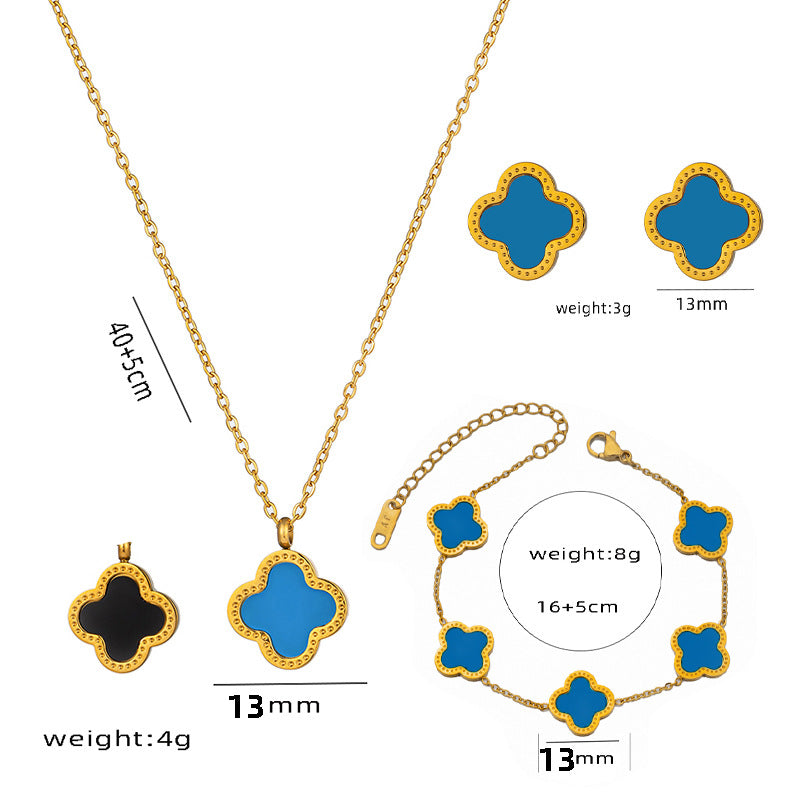 Set di Collane da Donna Minimaliste di Lusso con Cuore e Forme Geometriche in Acciaio al Titanio, Placcate Oro e con Catena a O