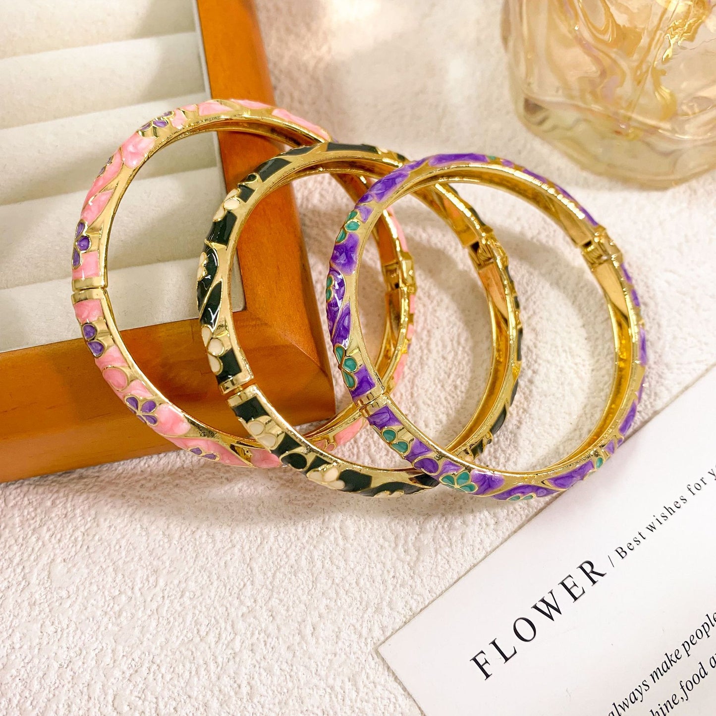 Bracciale rigido in lega smaltata di lusso vintage, design geometrico rotondo ovale, gioielli alla moda