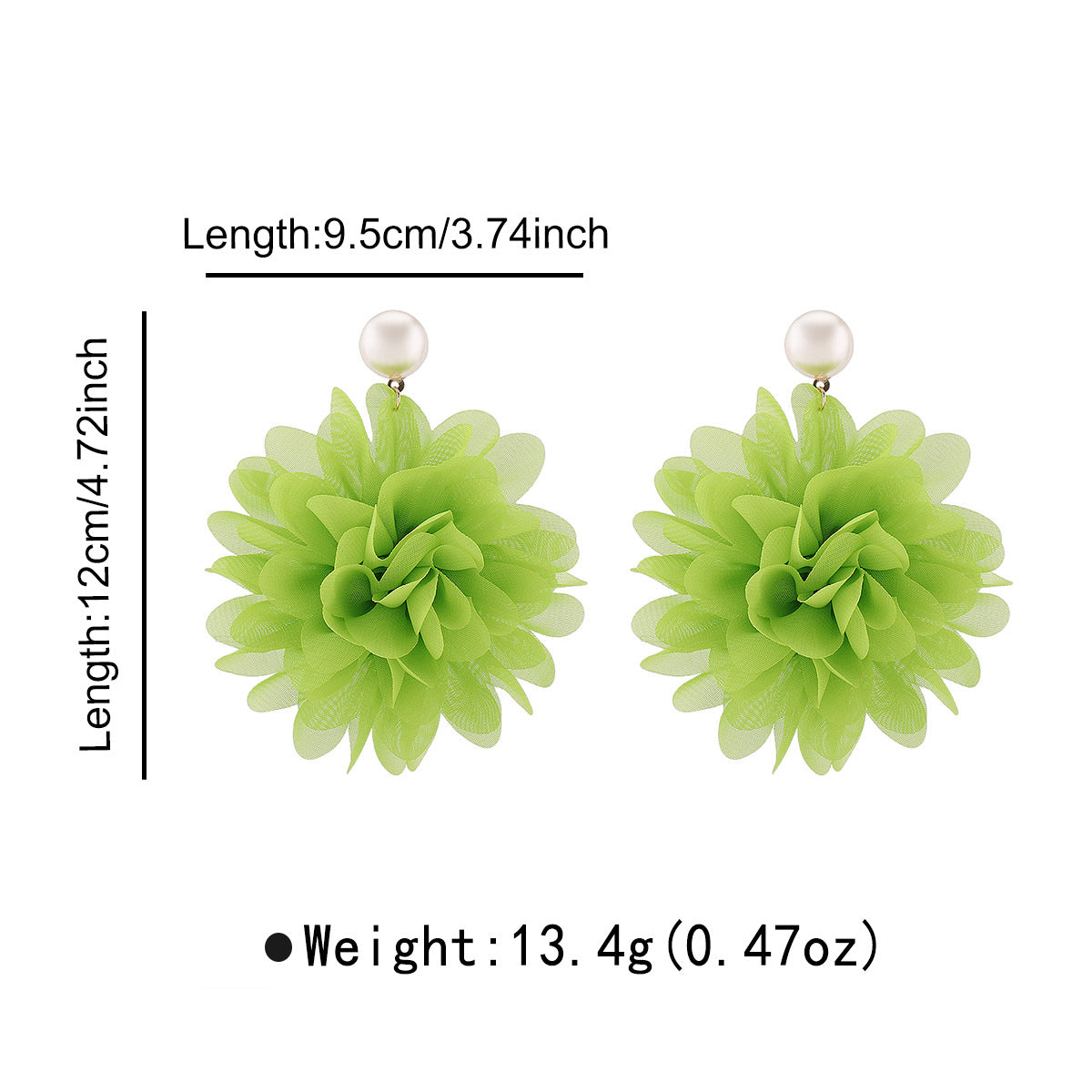Pendientes colgantes de gasa floral dulce y perlas de imitación para mujer con diseño artesanal