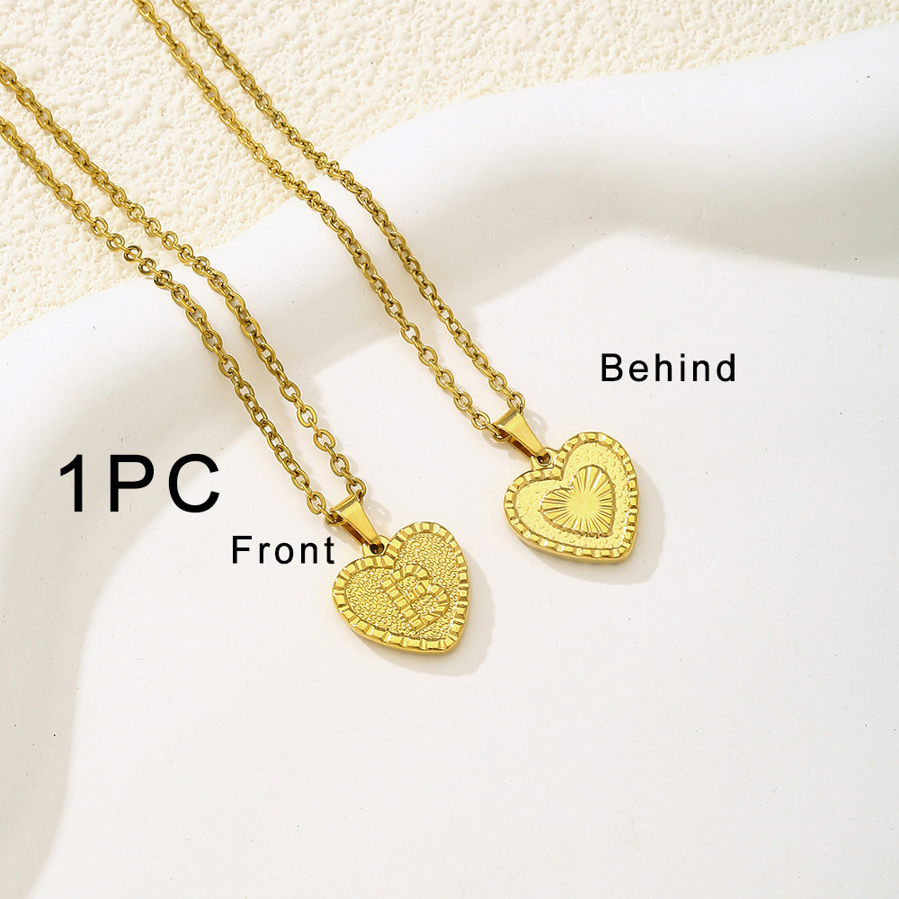 Elegante collana con ciondolo a forma di cuore in acciaio inossidabile con lettera, per donna, finitura placcata, stile catena O