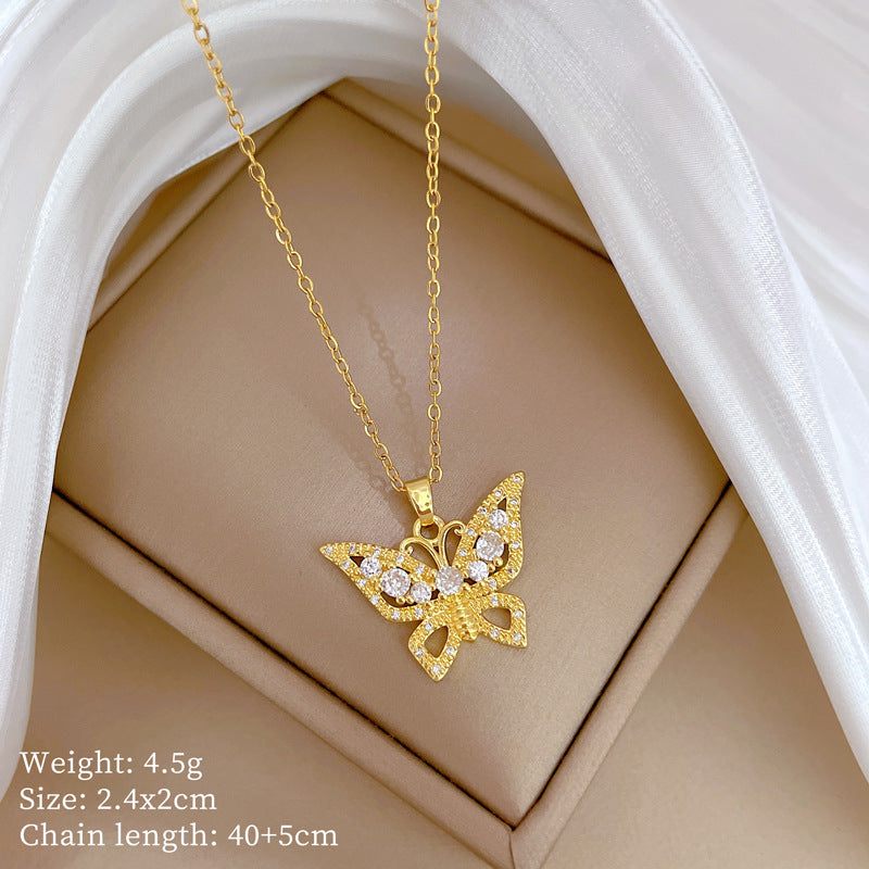 Collana Minimalista Geometrica in Acciaio al Titanio con Pendente in Rame Placcato Oro su Catena a Maglie per Uomo e Donna