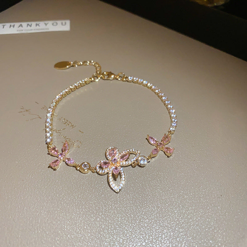 Luxury Elegant Geometric Alloy Plated Bracelet with Cubic Zirconia for Women