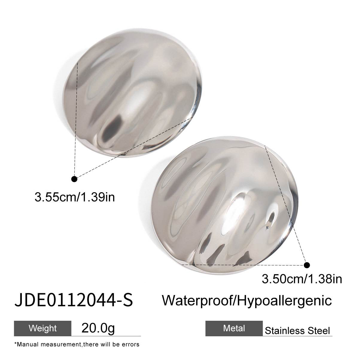Geometric Round Plated Stainless Steel Titanium Stud Earrings for Women