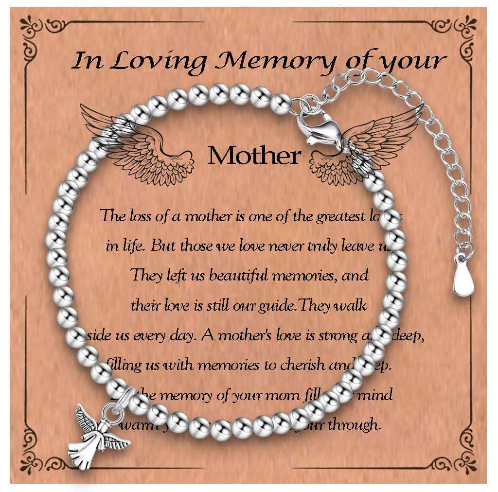 Minimalist Stainless Steel Ball Chain Bracelet with Angel Wing Pendant Adjustable Beaded Bracelet for Women